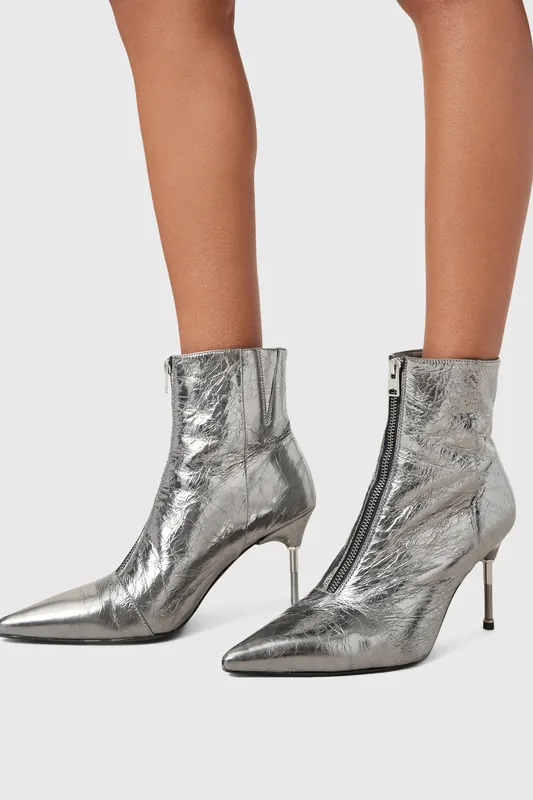 AllSaints Natasha Boot Gunmetal Grey Maat: 41 | Laarzen Outlet | Dames | Zilver