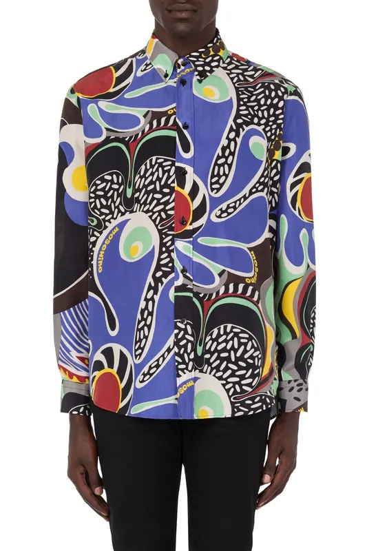 Moschino Psychedelic Print Habotai Shirt Multicolor Maat: 40 | Casual Overhemden Outlet | Heren