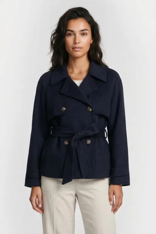 ALTER EGO Vesper Wool Jacket Navy Maat: M | Trenchcoats Outlet | Dames | Blauw