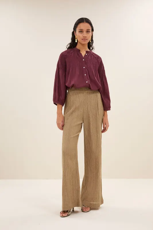 By-Bar Benji Lurex Pants Gold Maat: XS | Wijde Broeken Outlet | Dames | Goud