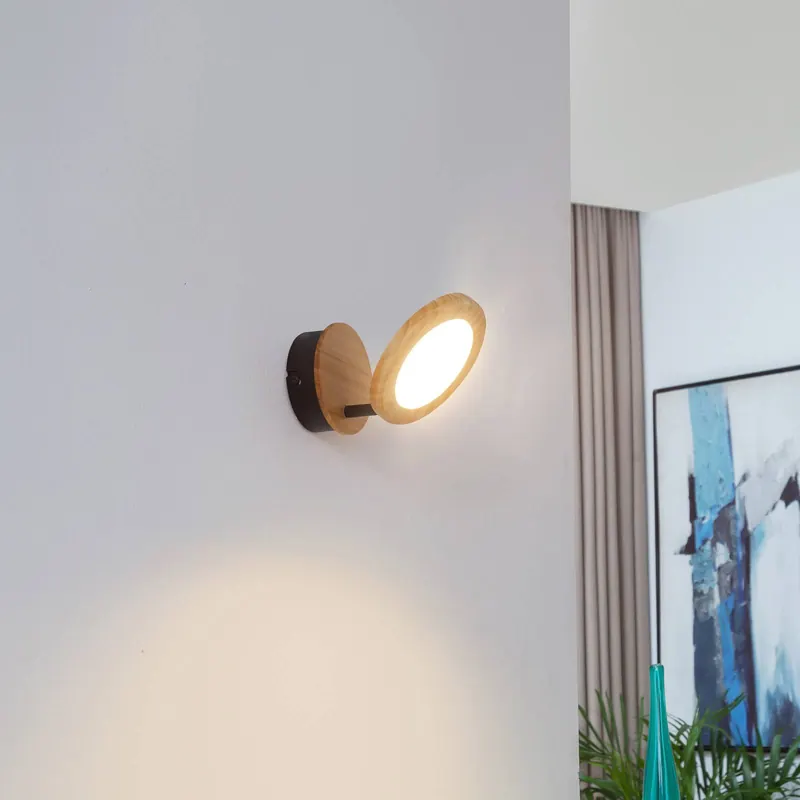 Reflektor LED Lindby Manel drewno 1-punktowa