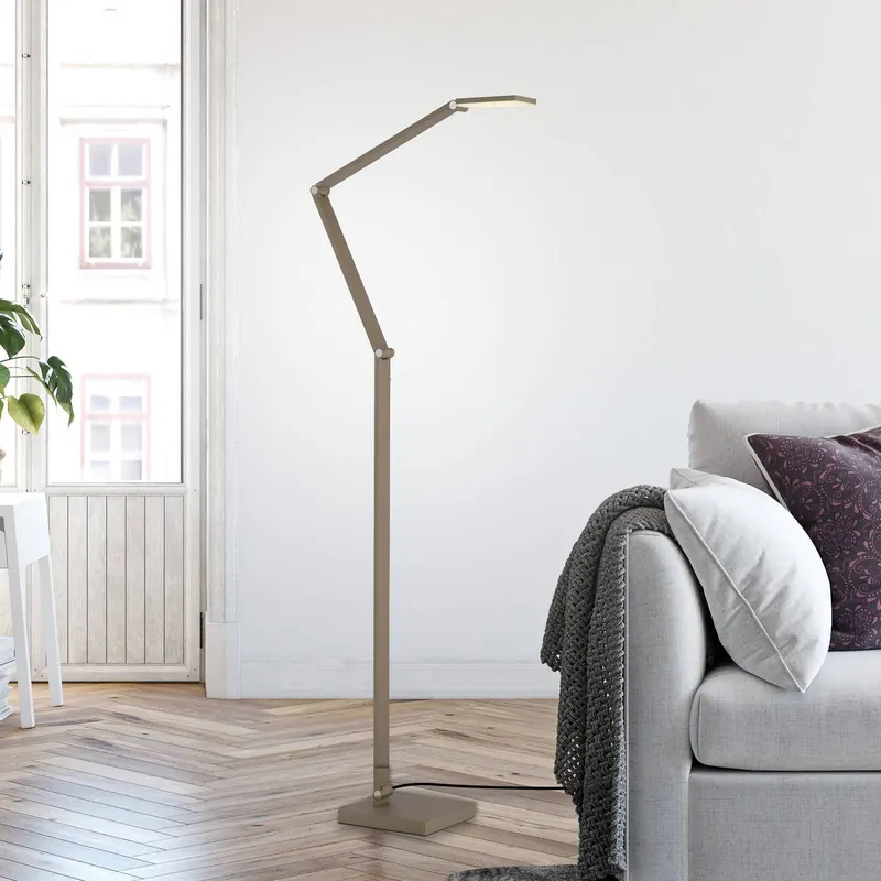 Lampa stojąca LED SAMSKY, kolor brązowy, wysokość 161 cm, metalowy ściemniacz