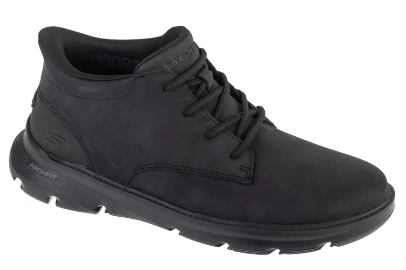 Skechers Slip-Ins: Arch Fit Garza - Ridley 205514-BBK, Męskie, Czarne, trzewiki, skóra licowa, rozmiar: 41,5
