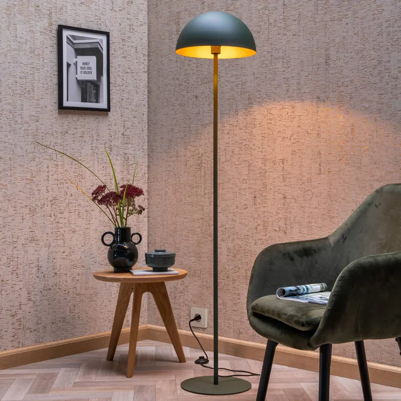Lampa stojąca Siemon ze stali, Ø 35 cm, zielona