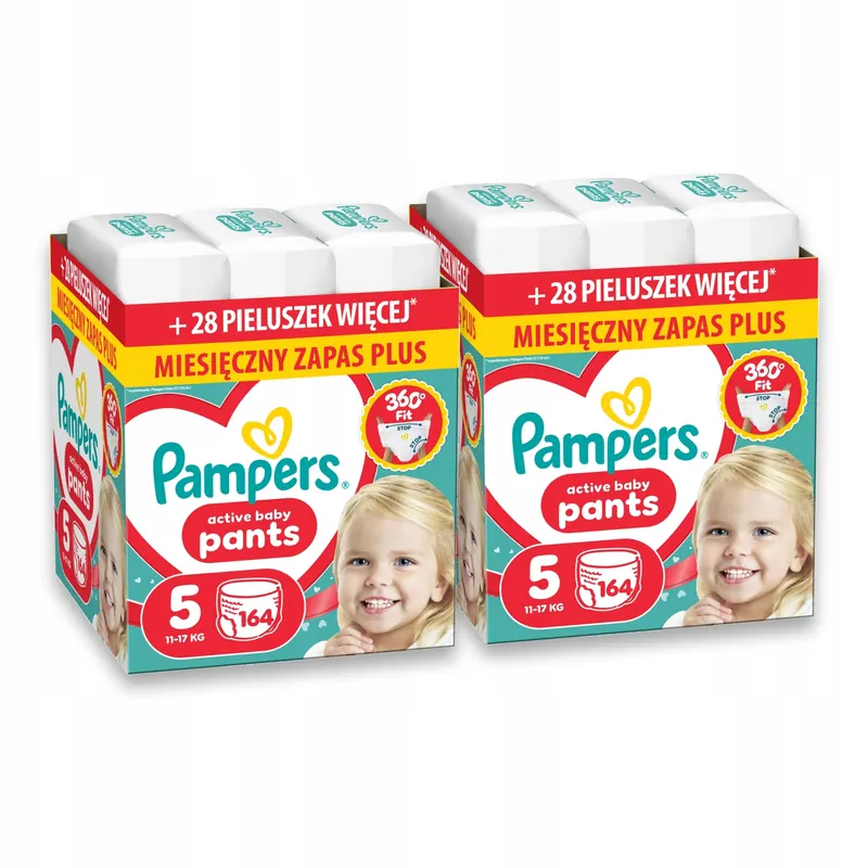 Pampers Pants 5, 2x164 szt., 11-17 kg Pieluchomajtki Miesięczny zapas Plus