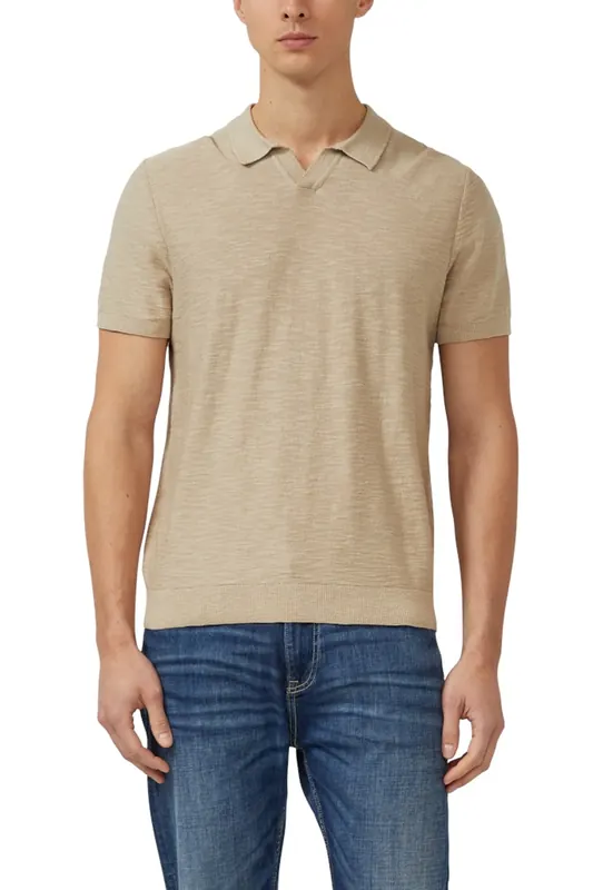 s.Oliver  Pullover Shortsleeve Beige Maat: L | Poloshirts Outlet | Heren | Beige
