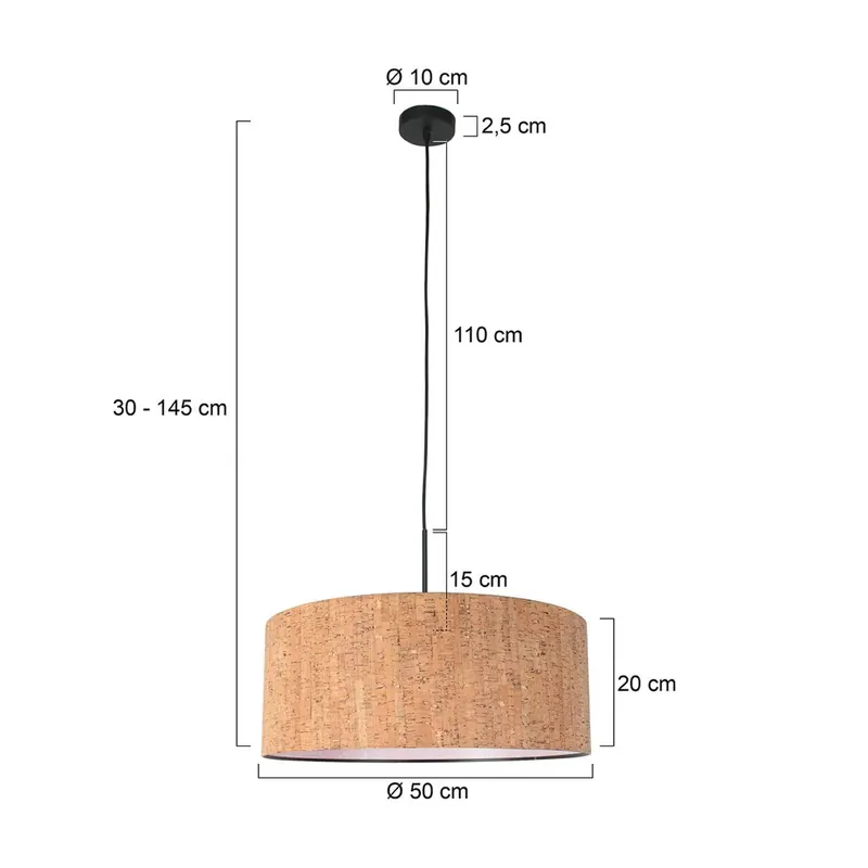 Żyrandol Sparkled Light, brązowy, Ø 50 cm, korek