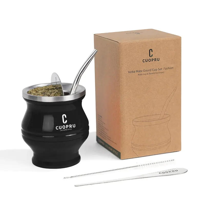 Yerba Mate Cup Bombilla Set - Zestaw 5 w 1 Yerba Mate zawiera nowoczesny kubek Mate, zestaw do modelowania Yerba Mate, Bombilla Mate (zestaw)
