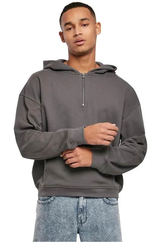 Urban Classics Boxy Zip Hoody Darkshadow Maat: M | Hoodies Outlet | Heren | Grijs