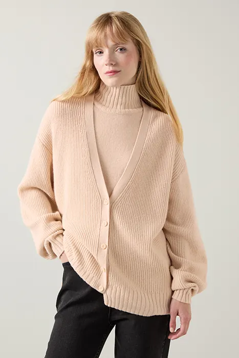 LK Bennett Frances Rib Cardigan Camel Maat: XL | Cardigans Outlet | Dames | Beige