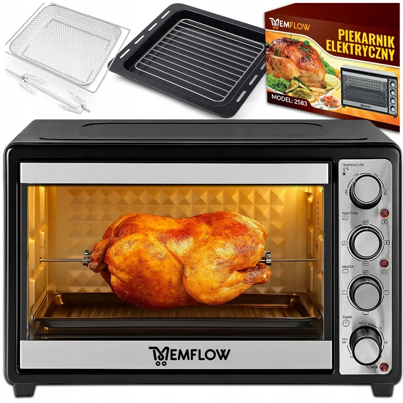 Elektrická Rúra Mini Pec Prenosná Termoobeh 45 L Ražno Inox 2000 W