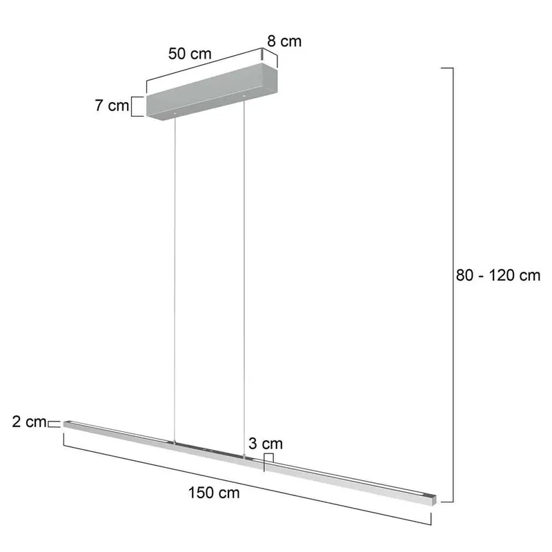 Żyrandol LED Bande, 150 cm, up/down, stal, CCT, ściemniany