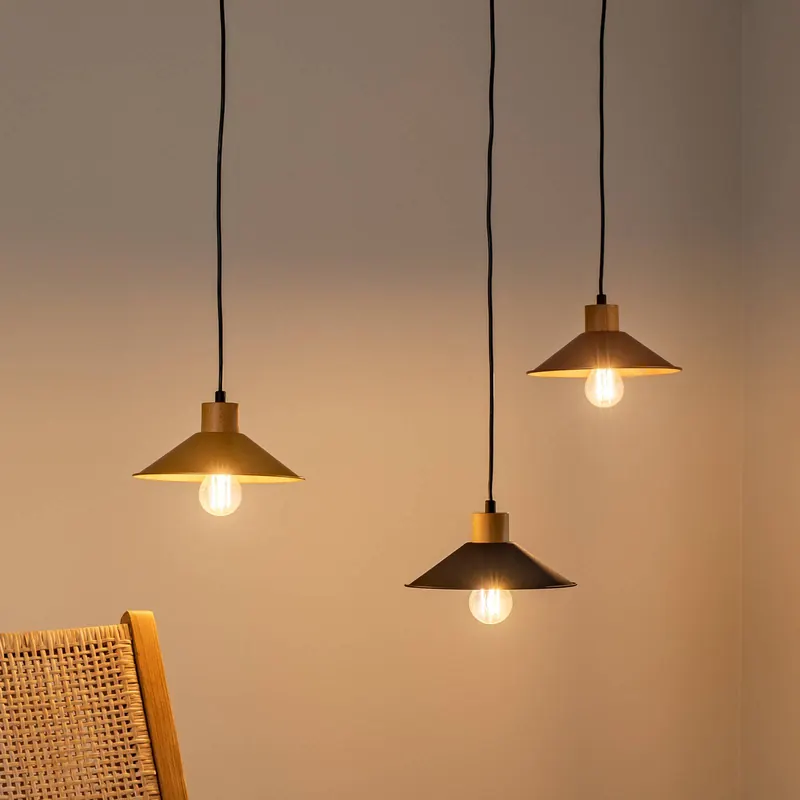 Lampa żyrandol Manavgat N-554 3-punktowa złoty/czarny/miedziany