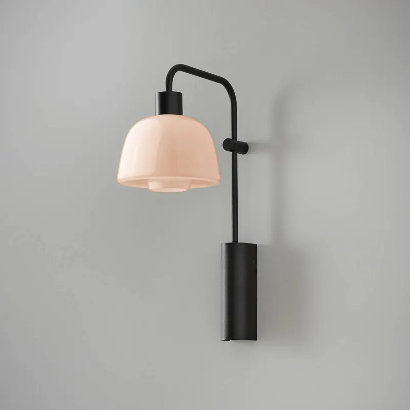 Kinkiet LED Bover Drep A/04, kolor nude, szkło, czarny, 2700 K