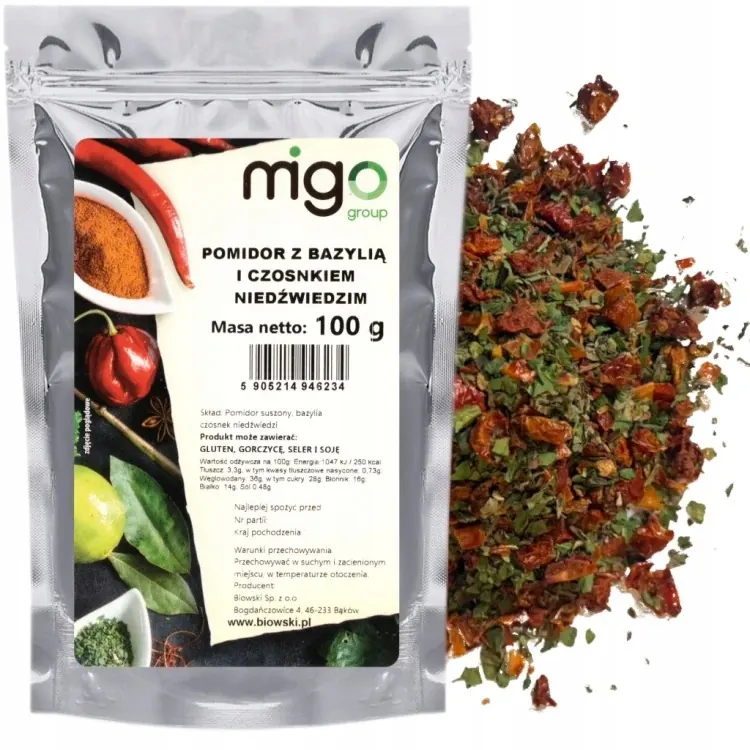 Pomidor Bazylia Czosnek Niedźwiedzi 100g Aromatyczna mieszanka ziół