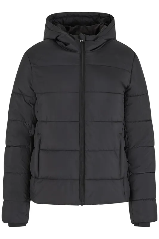 Urban Classics Ladies Short Puffer Jacket With Hood Black Maat: S | Winterjassen Outlet | Dames | Zwart
