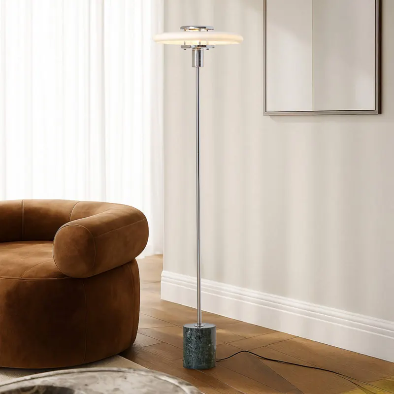 Lampa podłogowa Lindby Branford, styl retro, biała/zielona, szkło opalowe/marmur