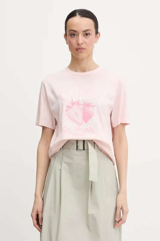 Guess T-shirt damski bawełniany RIN