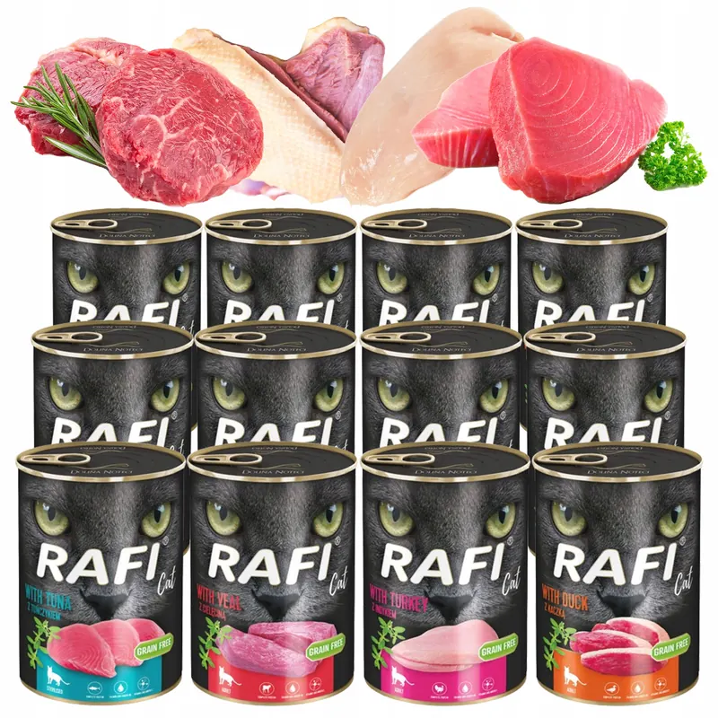Rafi karma mokra dla kota Dolina Noteci mix 4 smaków 12 x 400g