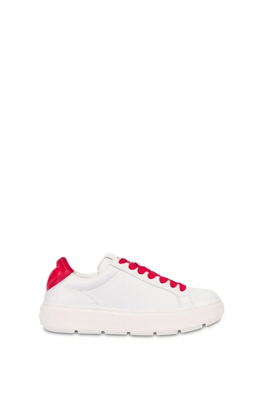 Moschino Nappa Leather And Lambskin Sneakers White Maat: 39 | Sneakers Outlet | Dames | Wit