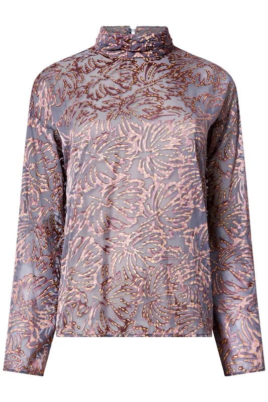 French Connection Becky Burnout Turtle Neck Top Bronze Multi Maat: S | Blouses Outlet | Dames
