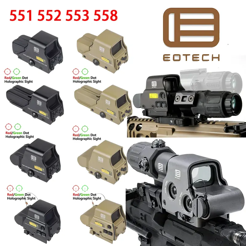 Taktyczny celownik EOTECH Airsoft 551 552 553 EXPS3 558 XPS3 Optyczny Zielony Czerwony Punkt G33 G43 3X G45 5X Holograficzny Celownik Myśliwski Pasuje do Szyny 20mm