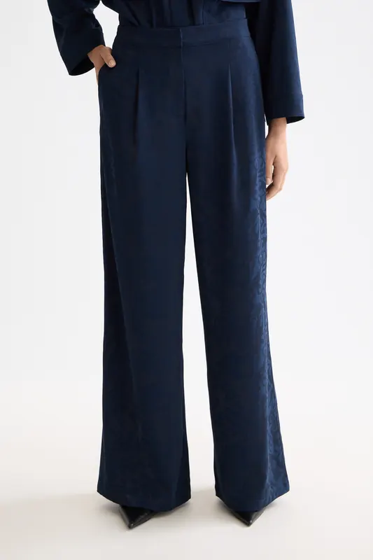 Scotch & Soda Eleni - High Rise Wide Leg Pyjama Pants Sky Captain Maat: M/30 | Wijde Broeken Outlet | Dames | Blauw