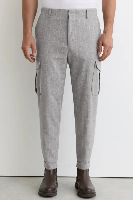 Reiss Pinstripe Flannel Cargo Trouser Soft Grey Maat: W32 | Cargobroeken Outlet | Heren | Grijs