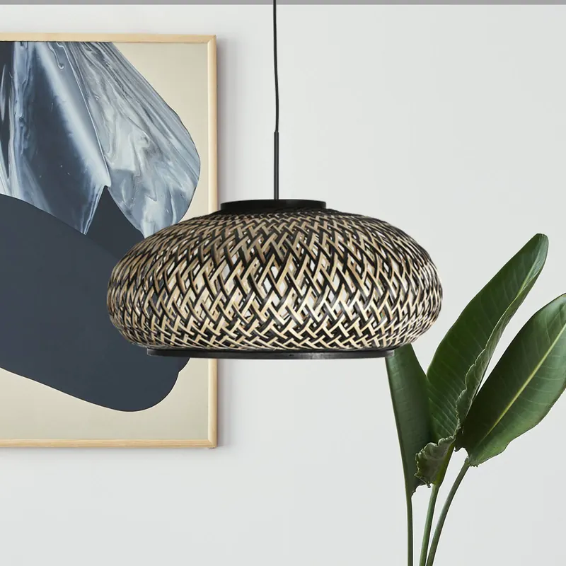 Żyrandol Sparkled Light 4476ZW, plecionka bambusowa, Ø 50 cm