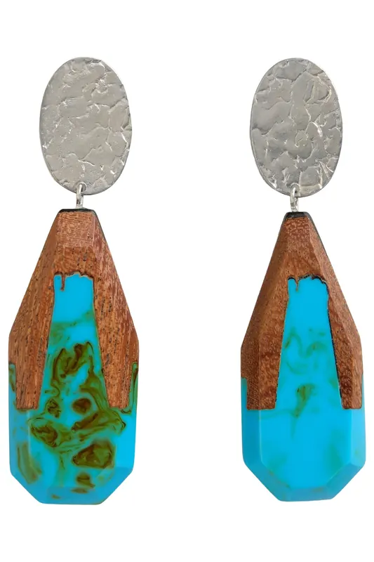 White Stuff Dipped Wooden Earring Brown Multi Maat: OS | Oorbellen Outlet | Dames | Blauw