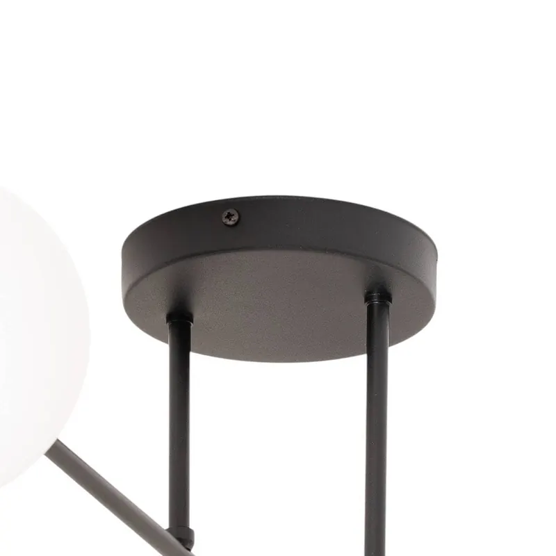 Lampa sufitowa Glassy, czarna/opalowa, 75 x 75 cm, 4-punktowa