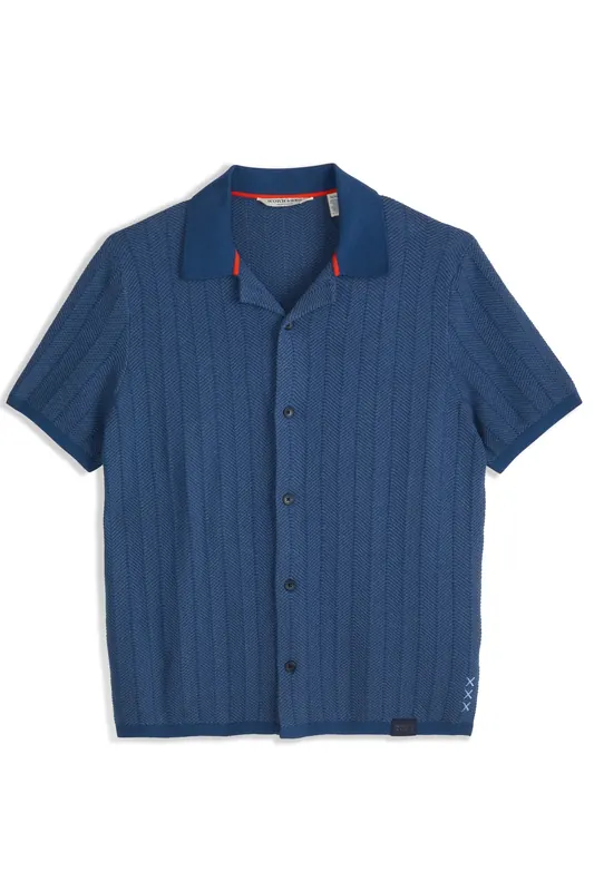 Scotch & Soda Button Front Sweater Top Dark Denim Maat: M | Sweaters Outlet | Heren | Blauw