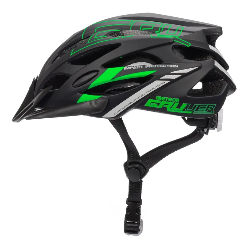 Meteor Kask rowerowy Gruver czarno-zielony (55-58)