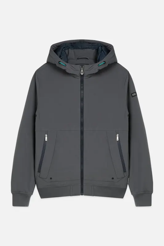 Scotch & Soda Hooded Softshell Padded Jacket Asphalt Maat: XXL | Winterjassen Outlet | Heren | Grijs