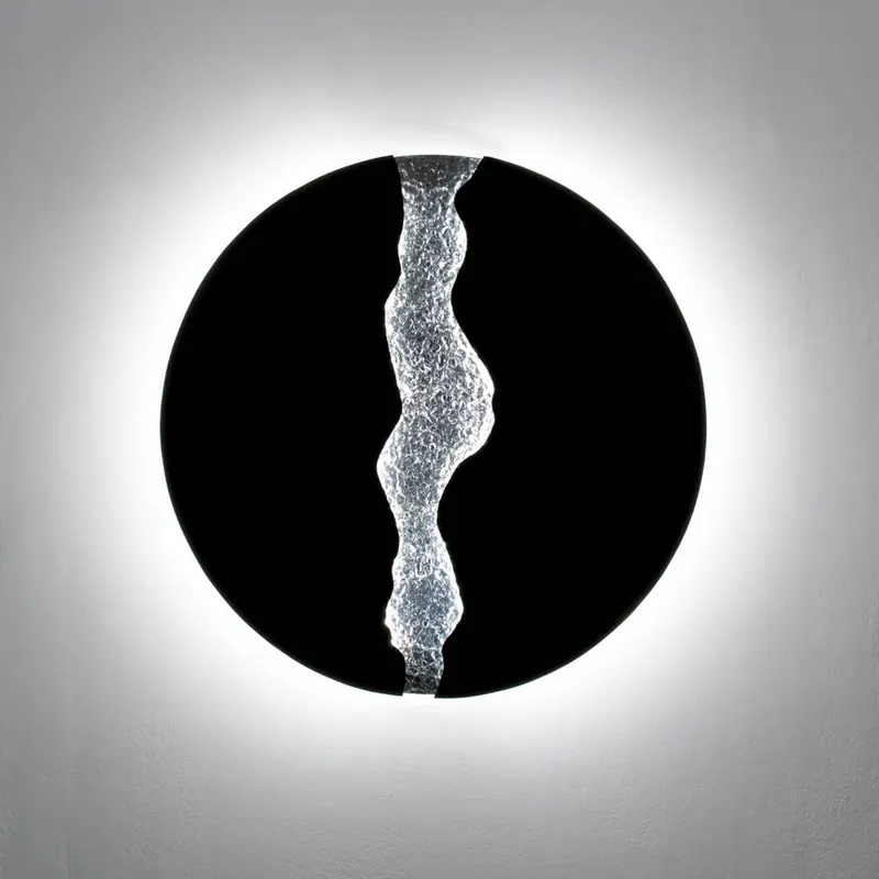 Kinkiet LED LAVA, czarny/srebrny, Ø 80 cm, metalowy, ścienny, sącemniany
