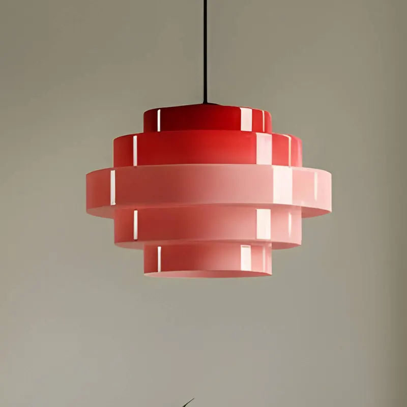 Żyrandol Filo, czerwona, Ø 28 cm, szkło