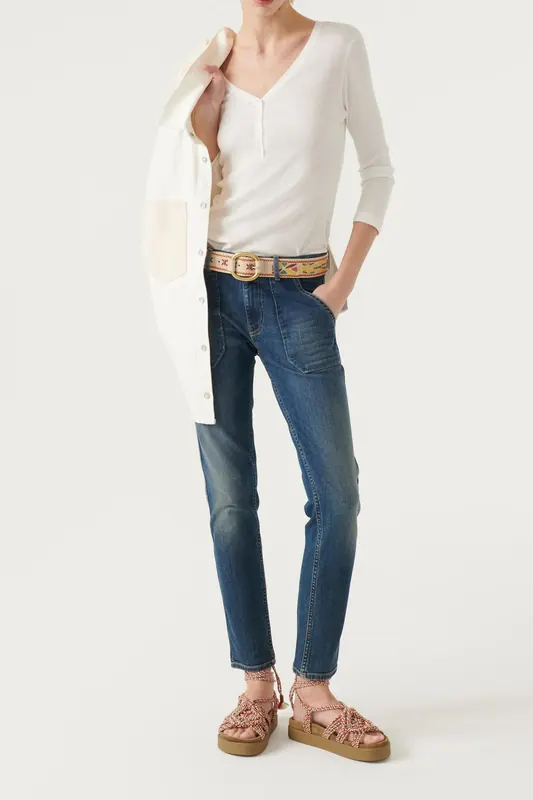 BA&SH Slim Handbrushed Maat: XS | Straight Jeans Outlet | Dames | Blauw