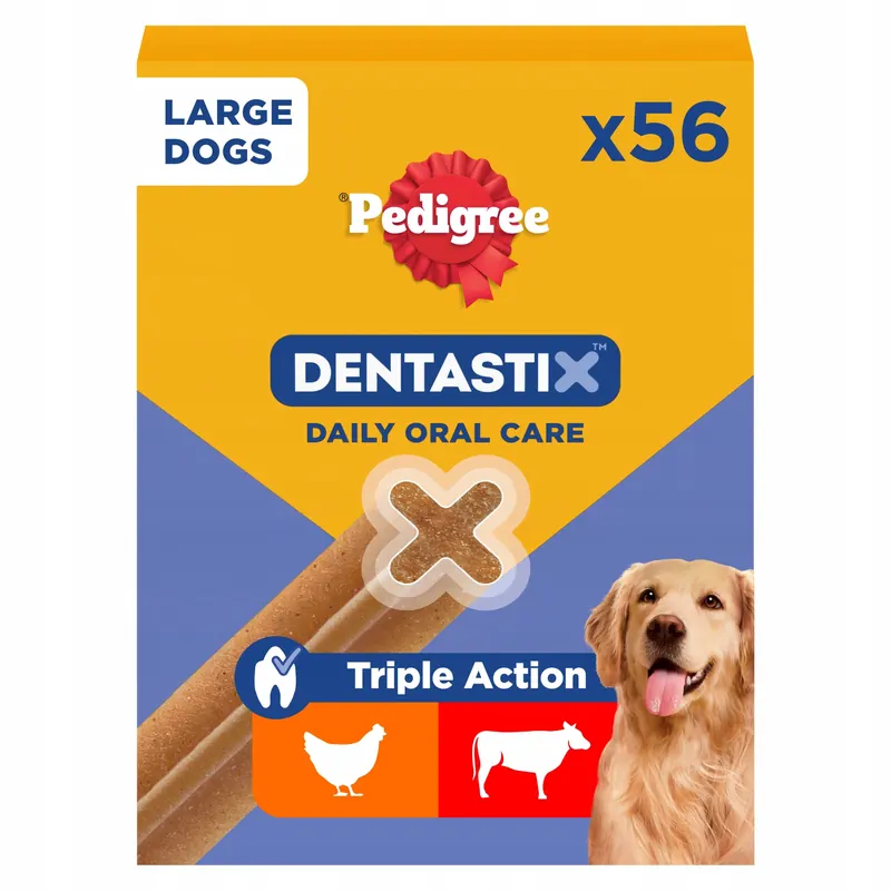 Pedigree Dentastix Dla Dużych Psów, 56 Sztuk Z Kurczakiem I Wołowiną