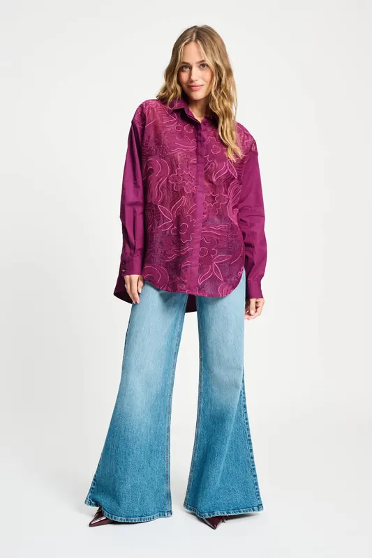 POM Amsterdam Blouse - Dashing Plum Maat: 42 | Longsleeves Outlet | Dames | Paars