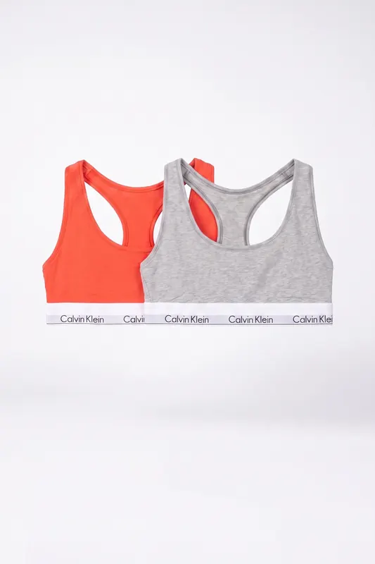 Calvin Klein Bralette 2-pack Punch Pink/grey Heather Maat: M | Slipjes Outlet | Dames | Blauw