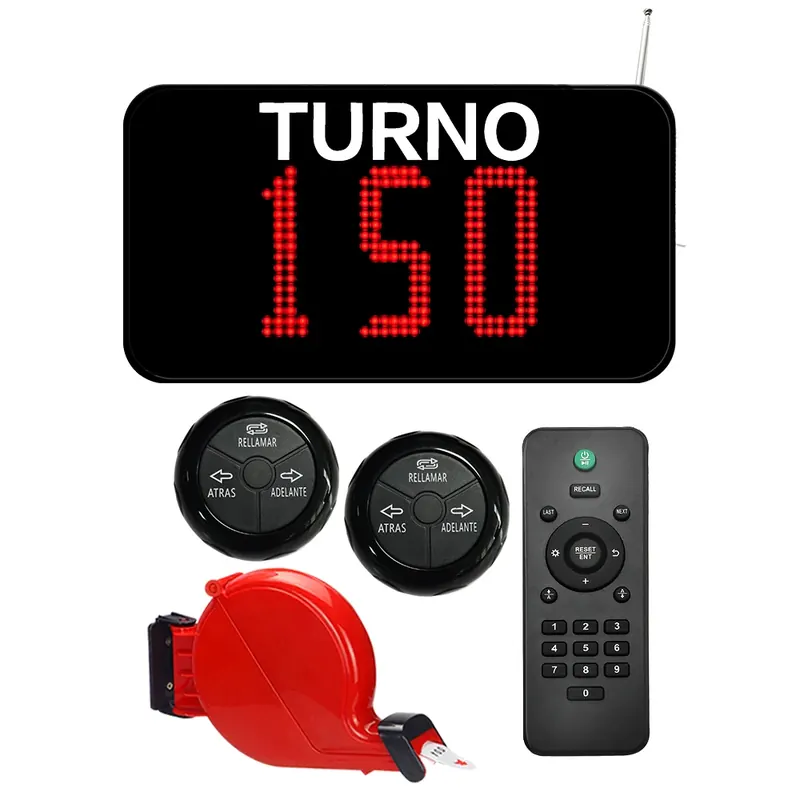Wireless Queue System Spanish Take A Number Machine Ticket Dispenser 3-Digit LED Display Turn-O-Matic Call Button for Business