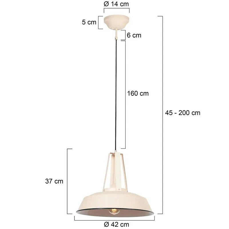 Żyrandol Eden, kremowy, metal, oprawa E27