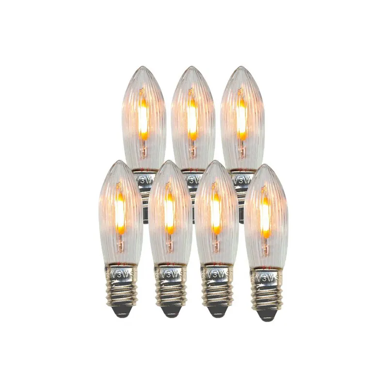 Zamienna żarówka LED świeczka E10 0,5W przezroczysta 14-55VAC/DC 7xzestaw