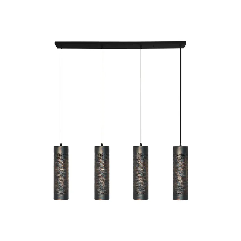 Lampa wisząca Forato, długość 120 cm, brązowa, 4-punktowa, metalowa