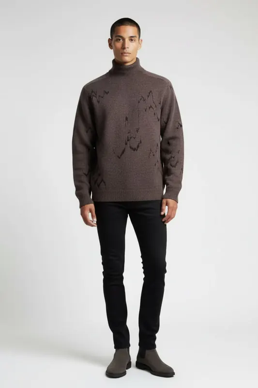 John Varvatos Pierre Ls High Neck Twine Brown Maat: XXL | Coltruien Outlet | Heren | Bruin