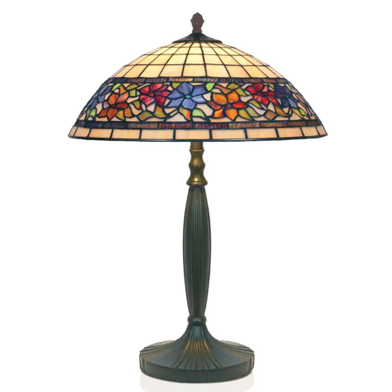 Lampa stołowa Flora w stylu Tiffany, otwarta u dołu, 62 cm