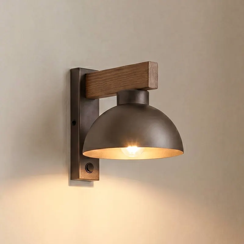 Kinkiet Oslo, brązowy, metalowy, wysokość 20 cm, E27
