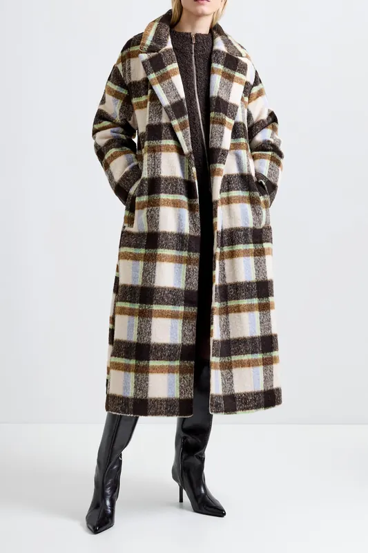 French Connection Remi Belted Coat Brown Multi Maat: M | Winterjassen Outlet | Dames | Bruin