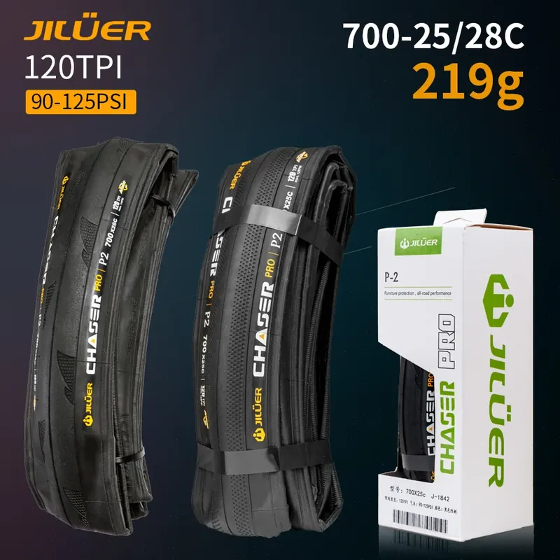 Składane opony do rowerów szosowych JILUER 700x28C — ultralekkie opony wyścigowe, niski opór do przekładania, 120TPI zapewniające prędkość i wydajność