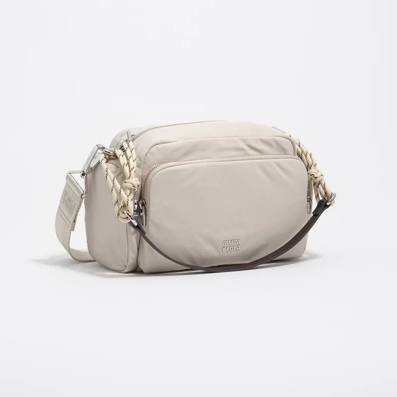 Torebka listonoszka średnia pocket nylon biało-szara